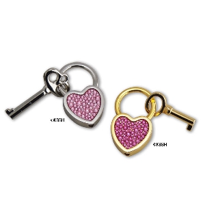 Pink Heart Key Ring, Gold or Silver