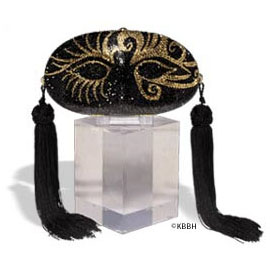 Mardi Gras Mask with Tassels in Gold - Click Image to Close
