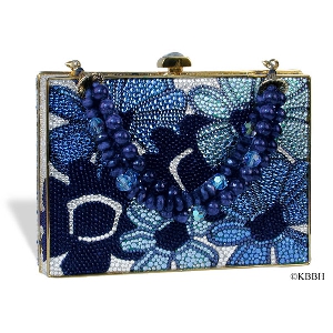 Rectangle bulging denum flowers w/strap